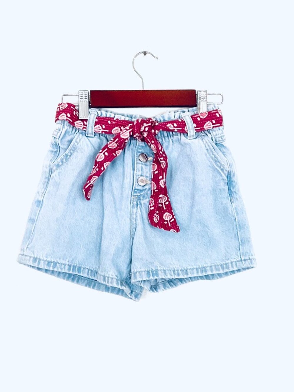 MNG Jean Demin Button-up Tie Jean Denim Shorts Sz 9